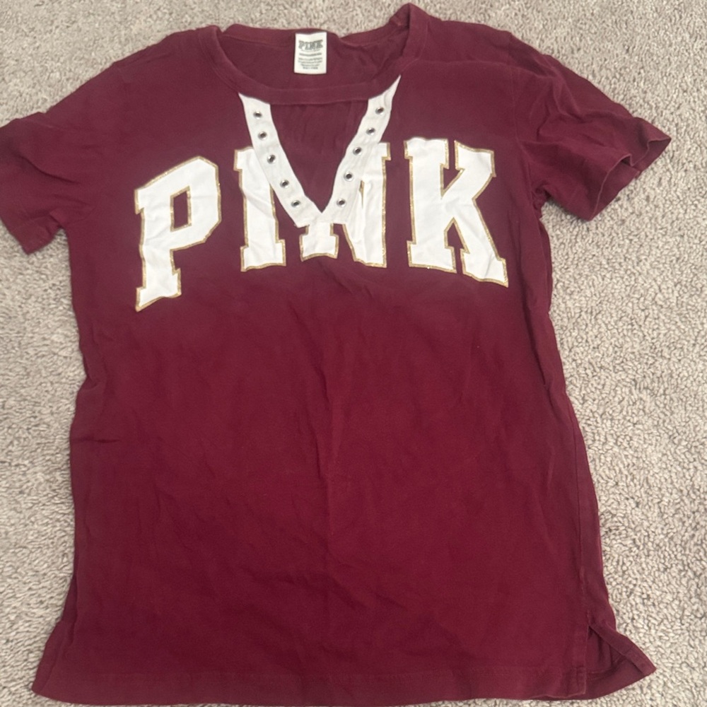 PINK Victoria's Secret Burgundy Graphic Tee